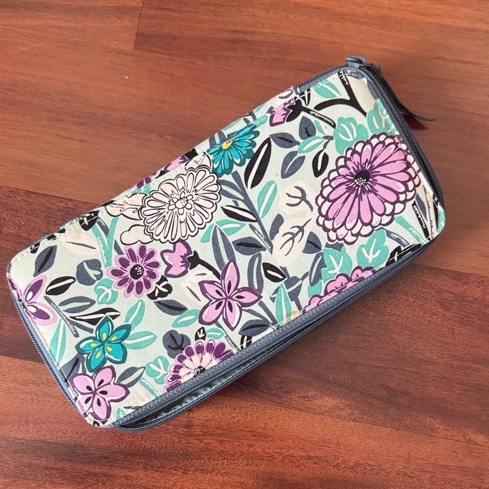 Vera Bradley Floral Wallet - Purple, Teal, Black